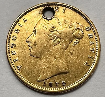 1872 United Kingdom Great Britain Half 1/2 Sovereign Queen Victoria Gold Coin • $449.99