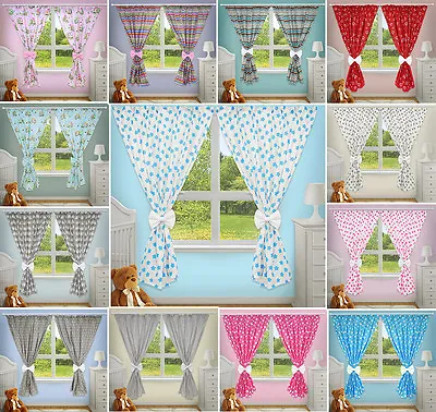 Curtains Window Baby Child Bedroom Cotton Decorative Bows Nursery Pincer Clips • £22.99