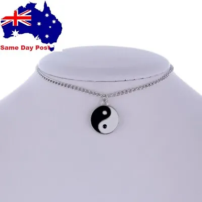 Yin Yang 1 Pce Necklace New Includes Charm Pendant And Chain Ying Silver Plated • $8.95