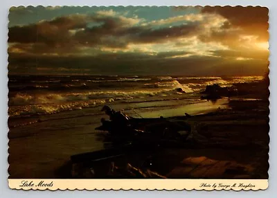 Lake Moods Michigan Vintage Unposted Postcard Sun Waves • $7