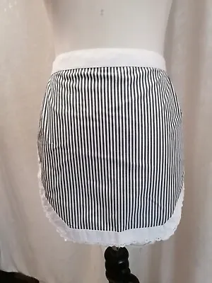 Black & White Striped Waitress Pinny Apron Costumes Fancy Dress Cafe  • £5