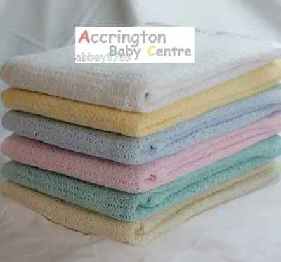£7.99 • Buy NEW IN BAG CELLULAR PRAM BLANKET 70 X 90 CM CHOOSE COLOUR /FAST DELIVERY