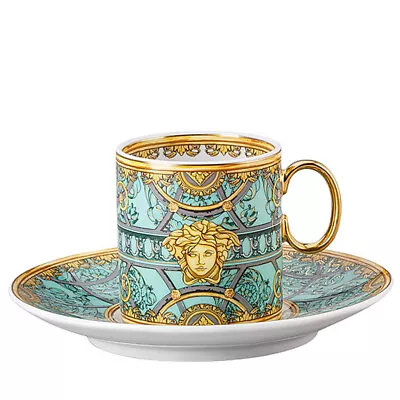 NEW Rosenthal Versace La Scala Pal Espresso Cup & Saucer Verde • $266.18