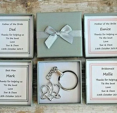 Father Of Bride Personalised Thank You Gift Keepsake Silver Love Knot Key Ring • £5.99