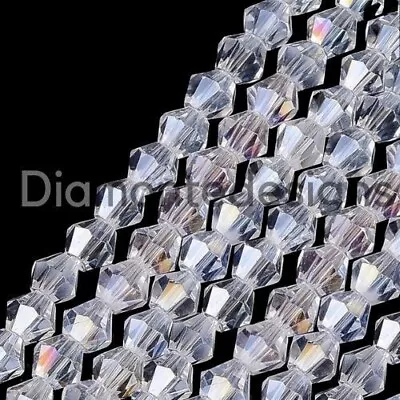 ❤ 100 Pcs - 6mm FACETED CRYSTAL AB GLASS BICONE BEADS SUN CATCHER BEAD UK ❤ H160 • £2.89