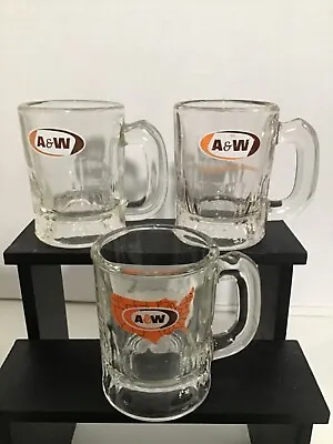 3 Vintage A&W Root Beer Mini Baby Mugs Logos AW  3.25  Tall • $15