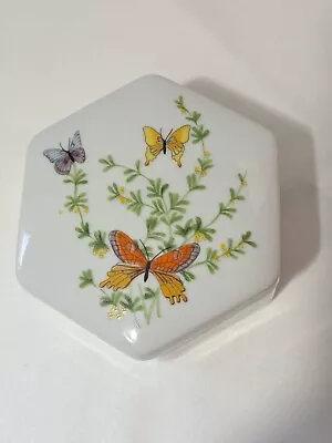 Vintage Shafford Japan Butterfly & Flowers Trinket / Jewelry Box • $14.99