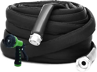 Garden Hose 5/8 In.x 100 FT Durable Water Hoses With 7 Function Hose Nozzle • $29.99