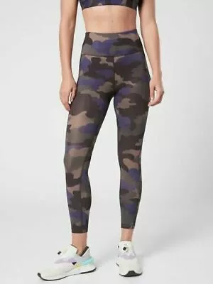 Athleta Ultimate Stash Pocket  Printed 7/8 Tight XS Camo Mantra Blue #631947 • $26.98