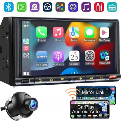 Car Radio Stereo Apple/Android Carplay 7  Touch Unit Double 2 Din Reverse Camera • $119.59