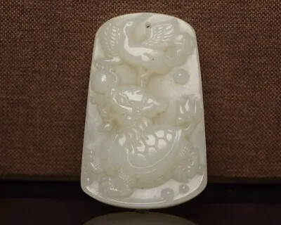 Chinese Antique Ming Dynasty Hetian Jade Dragon Turtle Phoenix Bird Pendants • $368