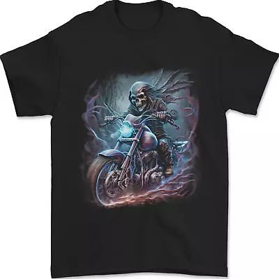 A Biker Skeleton On A Motorcycle Skull Mens T-Shirt 100% Cotton • £10.48