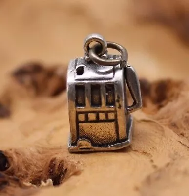 STERLING SILVER .925 SLOT MACHINE BRACELET CHARM 7.6x9.1x11.0mm (GC2) • $19.95