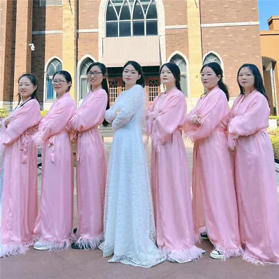 Open Abaya Satin Muslim Women Cardigan Dress Bridesmaid Wedding Abaya Arab Robe • £34.43