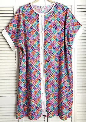 Patricia Leigh 3X Floral Kaftan Lounge Dress Size Vibrant Mumu Vintage NEW NWOT • $39.99