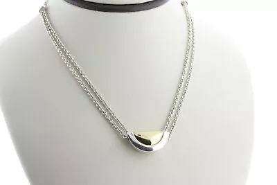 Movado Sterling Silver 925 18K Yellow Gold Radius Collection Chain Necklace 16   • $799.99