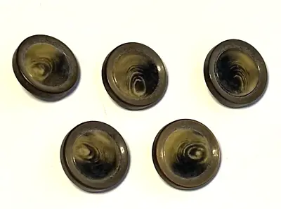 Lot Of 5 Vintage? Round Beige & Brown Swirl 7/8  Plastic Shank Buttons • $4.33