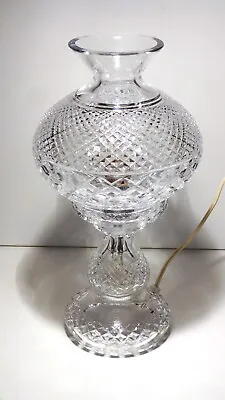 Vintage Waterford Crystal L2 Inishmaan Two Piece 14  Electric Hurricane Lamp • $249.99