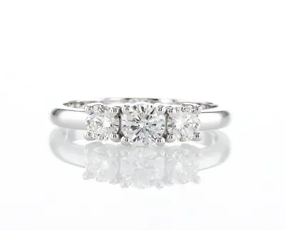 £331.17 • Buy Lab Create Diamond Three Stone Ring 1.10 CT - 14k Gold Delicate Dream Ring