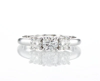 £331.17 • Buy Lab Create Diamond Three Stone Ring 1.10 CT - 14k Gold Delicate Dream Ring
