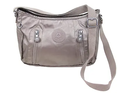 £38.94 • Buy Kipling Coated Silver Gray Nylon Canvas Strap Shoulder Bag Xbody Handbag Purse