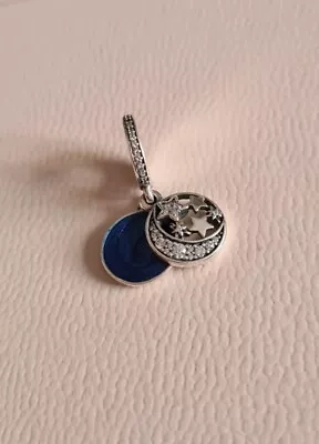 Pandora Moon & Blue Sky Dangle Charm  I Love You To The Moon & Back ' S925 ALE • £9.99