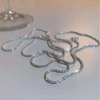 925 Silver Gypsophila Flash Chain Necklace Clavicle Women Charm Jewellery Gifts • £2.96