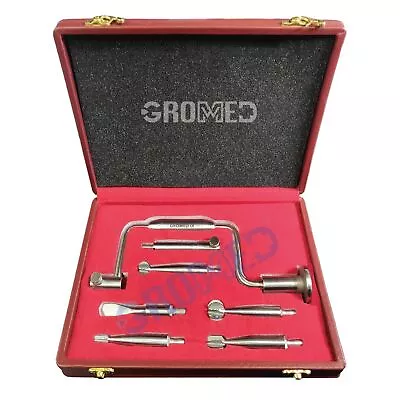 Gromed Hudson Brace Hand Drill Set Of 7 (Brace Extension Perforator & 4 Burrs) • $253.15