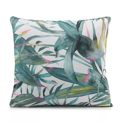 Set Of 2 Jungle Tropical Palm Green Leaves Silky Reversible 18  Cushion Covers • £6.99