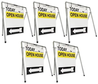 Real Estate Open House Sign Kit Metal A-Frame 5 Pak YellowWhiteBlack Swinger TT • $169.99