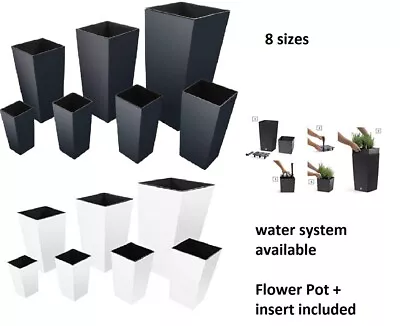 Tall Planter Plant Pot Flower With Insert Indoor Outdoor Garden Patio Home Large • £10.95