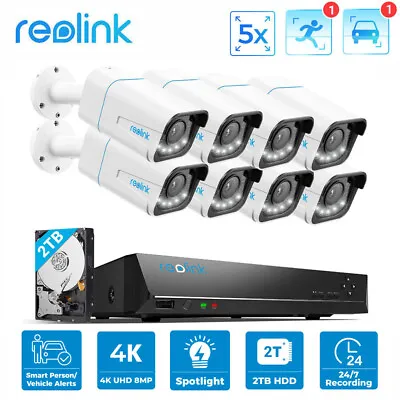 Reolink 4K PoE Security IP Camera System Human Vehicle Detection 5X Optical Zoom • $283.04