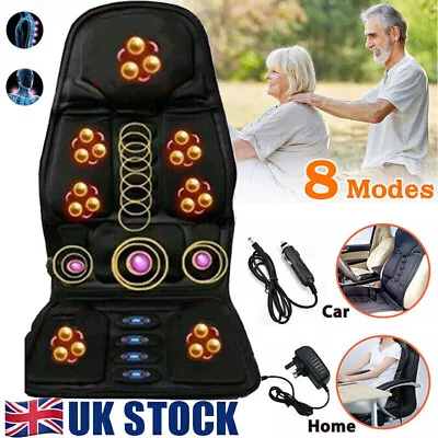 8 Mode Massage Seat Cushion W/ Heated Back Neck Massager Chair For Home & Car UK • £27.99