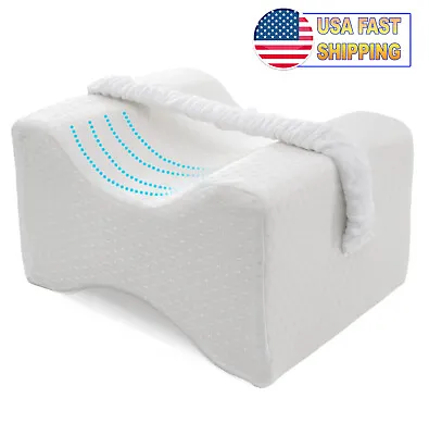 Orthopedic Memory Foam Knee Pillow W/ Leg Strap - Ergonomic Leg Support Wedge • $14.46