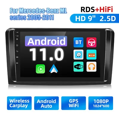 9  Android 11 Car Stereo GPS Radio Apple CarPlay For Mercedes Benz ML-W164 X164 • £143.99
