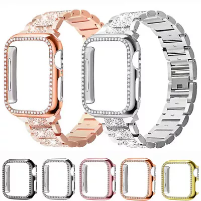 Band Diamond Strap+Case For Apple Watch Series Ultra 8 7 6 5 SE Bling Bracelet • £6.71