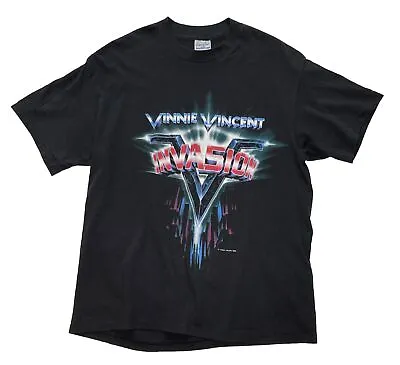 Vintage 1986 Vinnie Vincent Rock Band T-Shirt Size M/L Double Sided 80s Rare • $69.95