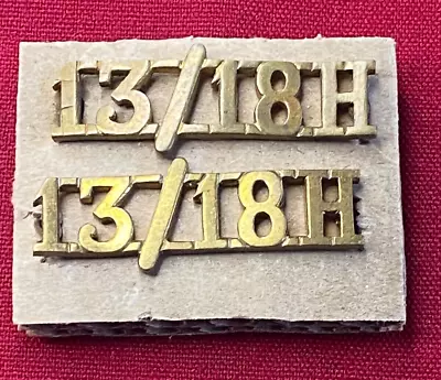 Genuine Matching Pair Of Pre WW2 Officers 13th/18th Hussars Shoulder Titles • £8