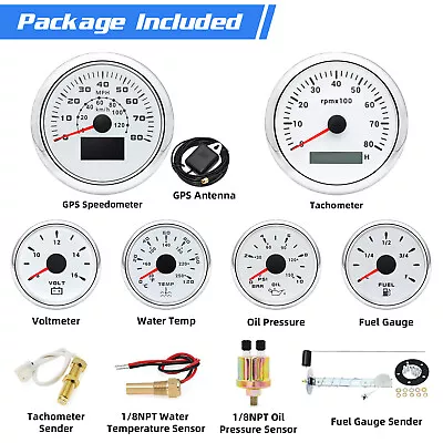 6 Gauge Set 85mm GPS Speedometer 0-80MPH Waterproof For Marine Boat Car Truck • $153.76