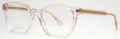 GUCCI GG0566ON 004 Transparent Pink Womens Square Full Rim Eyeglasses 52-18-140 • $179.99