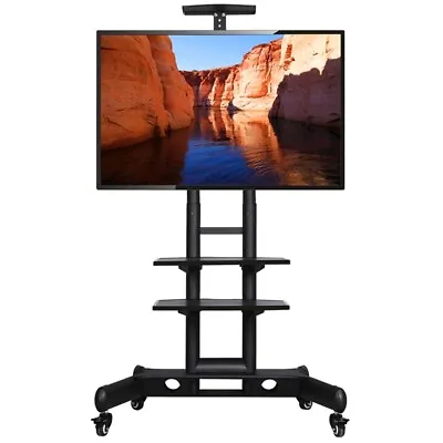 Mobile TV Stand For 32''-75'' LCD/ LED Flat Screen With Wheels & 3-tier Shelves • £45.89