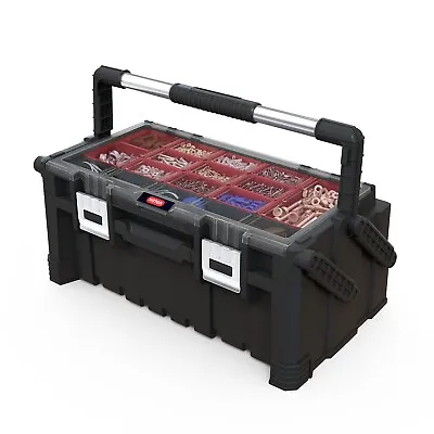 22  Cantilever Pro Toolbox Keter Tool Organizer Compartments Handle Ergonomic HQ • £75.72