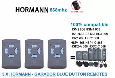 GARADOR GARAMATIC 10 20 HORMANN Garage Door Remote  868Mhz HSM4 Blue Button K • £25.60