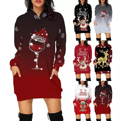 Dress Christmas Print Long Sleeve Sexy Slim Women Stylish Comfy Fashion • $21.91