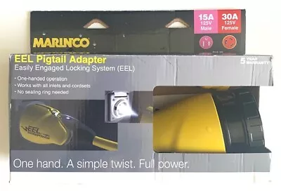 Marinco P15-30 EEL 30A-125V Female To 15A-125V Male Pigtail Adapter - Yellow • $39.99