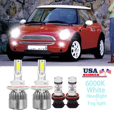 4x 6000K LED Headlight+Fog Light Combo Bulbs Kit For Mini Cooper 2009 2010-2017 • $20.99