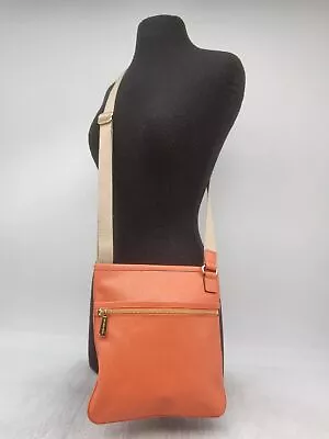 Michael Kors Jet Set Orange Crossgrain Leather Slim Crossbody Handbag Purse • $19.99