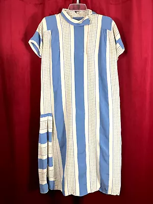XL Cute 1920s 20s Blue Ivory Silk Flapper Dress Summer Tea Party • $99.99