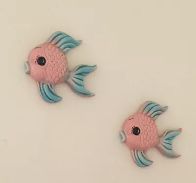 Vintage Fish  Wall Art MCM BATHROOM Pink & Blue 5  X 5  • $75