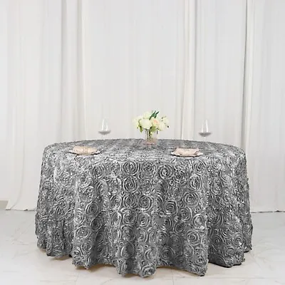 120  ROUND Satin Ribbon Rosette TABLECLOTH - Designer Wedding Party Linens SALE • $41.91